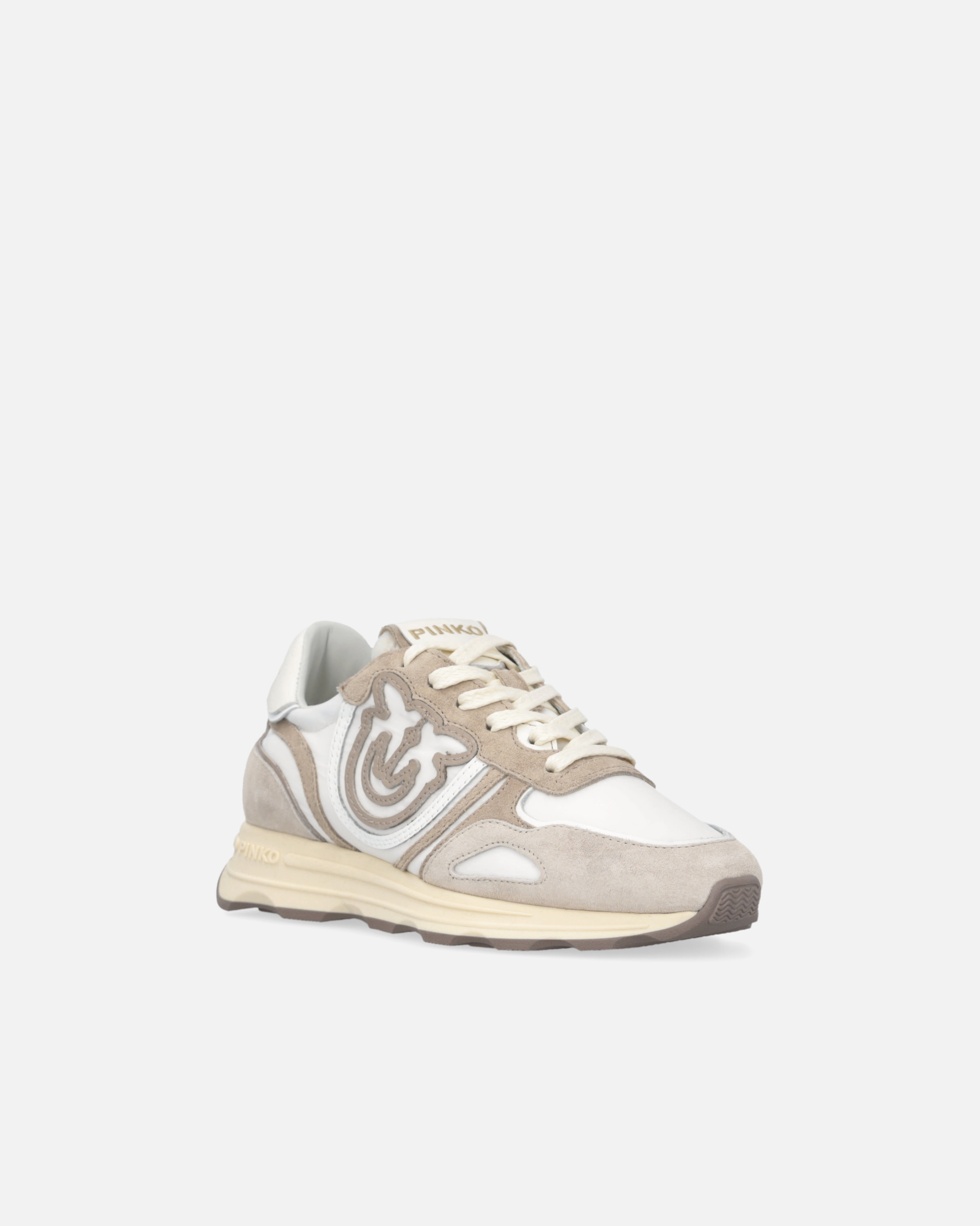 Pinko Sand And White Sneakers In Gray