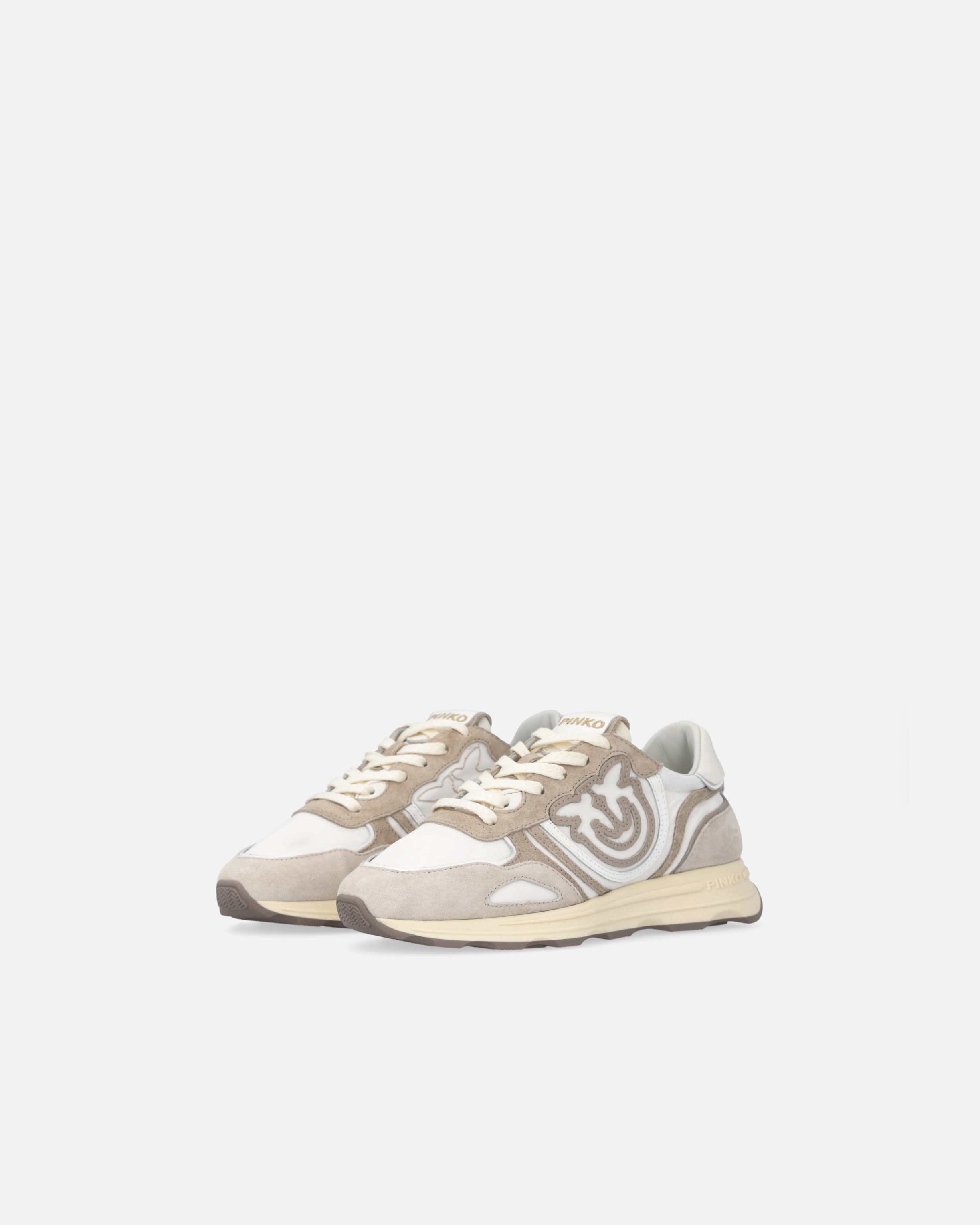 Pinko Sand And White Sneakers In Gray