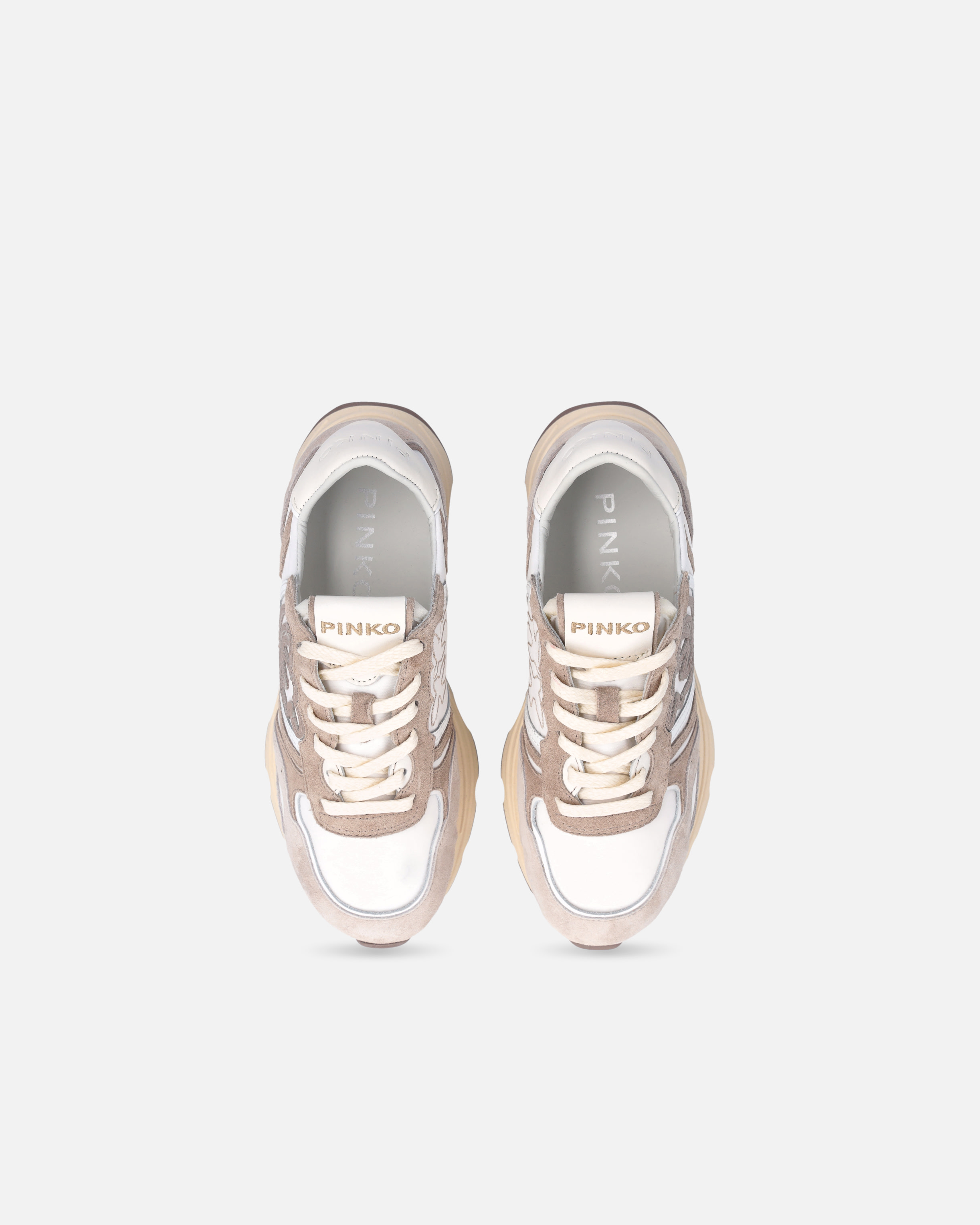 Pinko Sand And White Sneakers In Gray