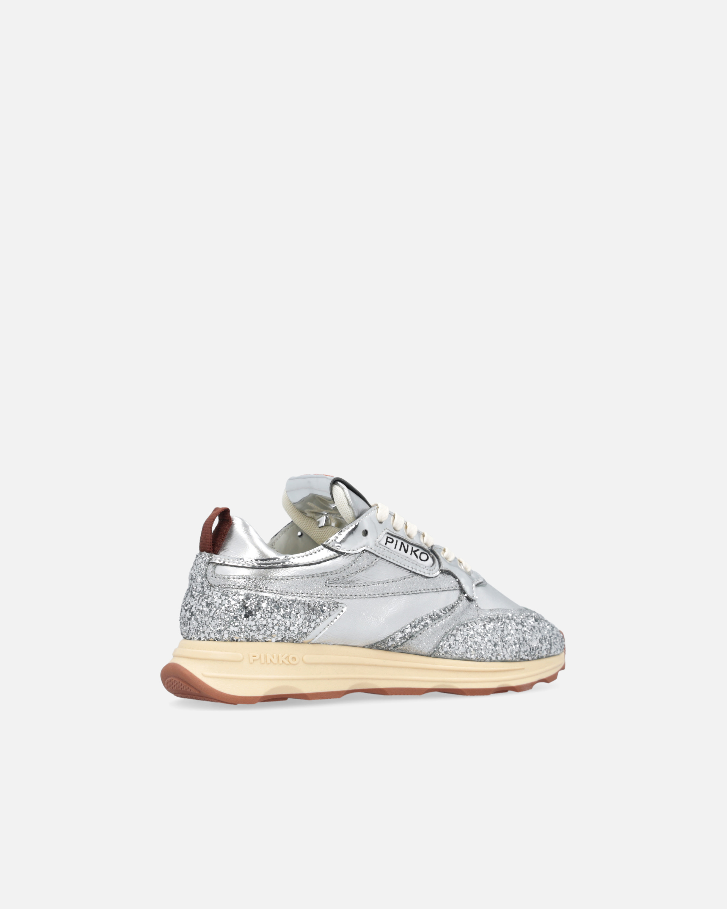 スニーカー PINKO Woman Sneakers White 1 SS0087P085 ZZF Silver glittery laminated sneakers