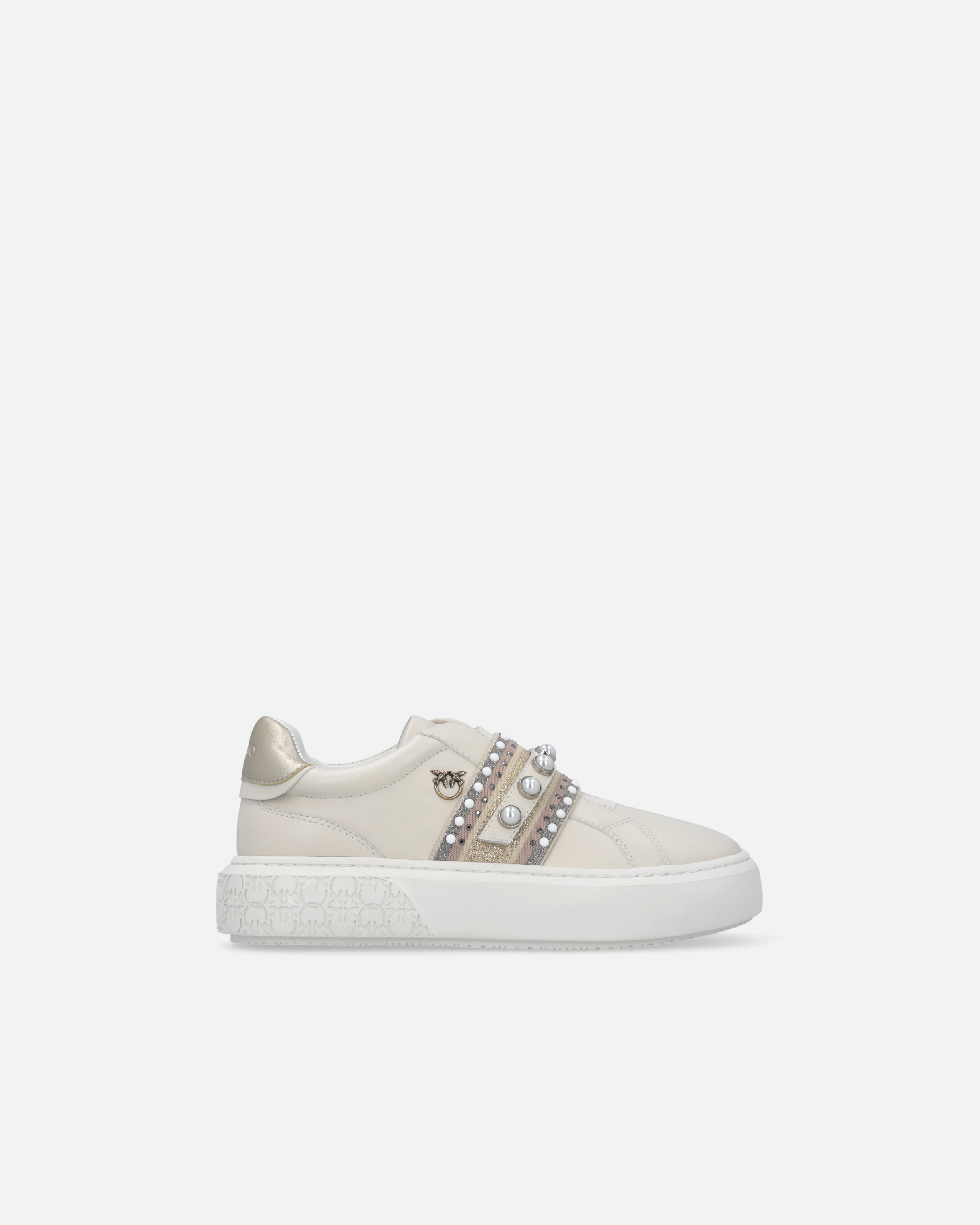 Pinko Sneakers Slip-on En Cuir Avec Bande Bijou In Animal Print