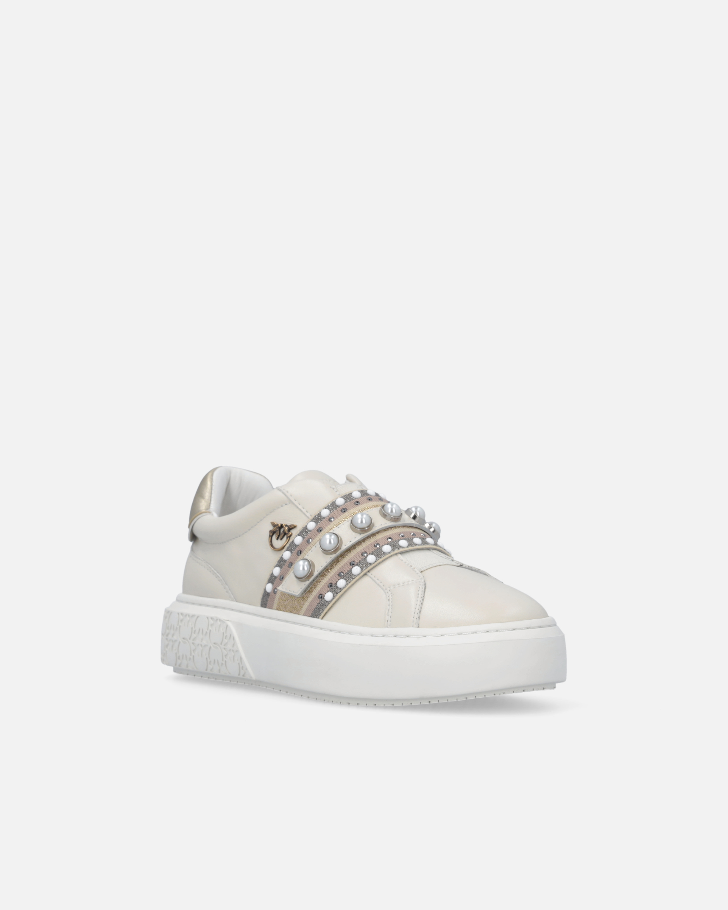 Pinko Sneakers Slip-on En Cuir Avec Bande Bijou In Animal Print