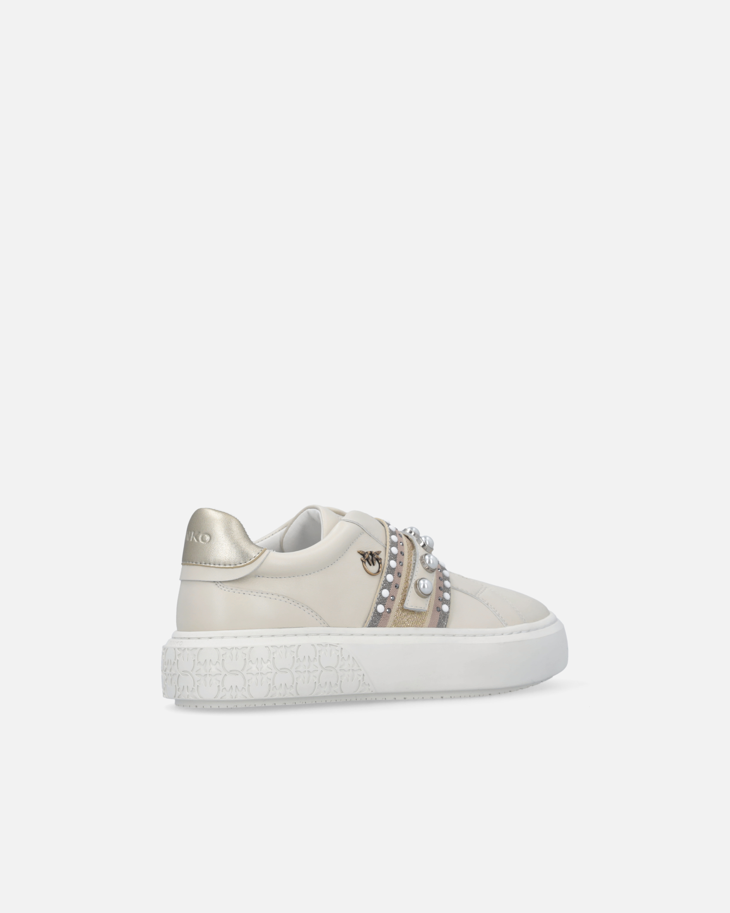Pinko Sneakers Slip-on En Cuir Avec Bande Bijou In Animal Print