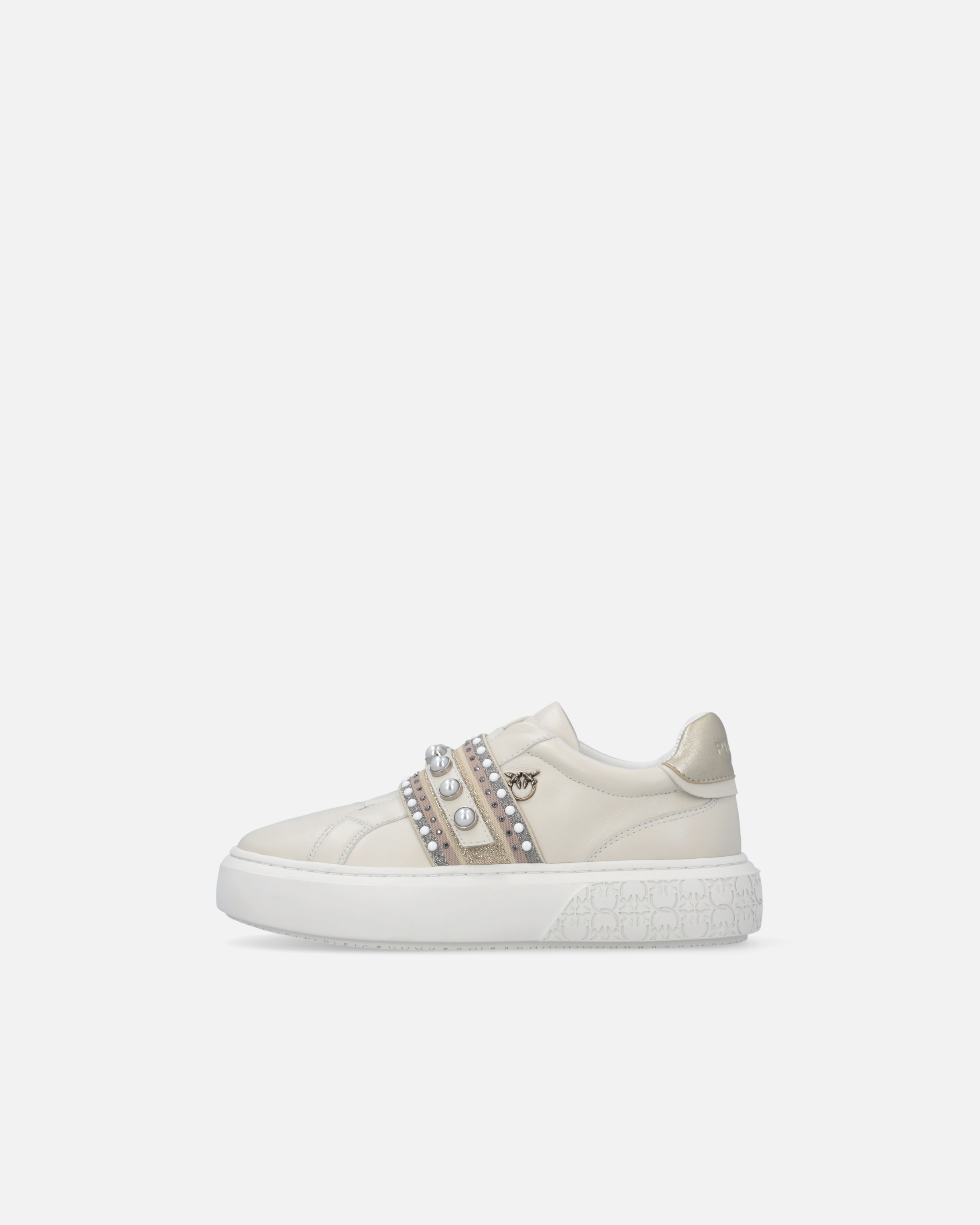 Pinko Sneakers Slip-on En Cuir Avec Bande Bijou In Animal Print