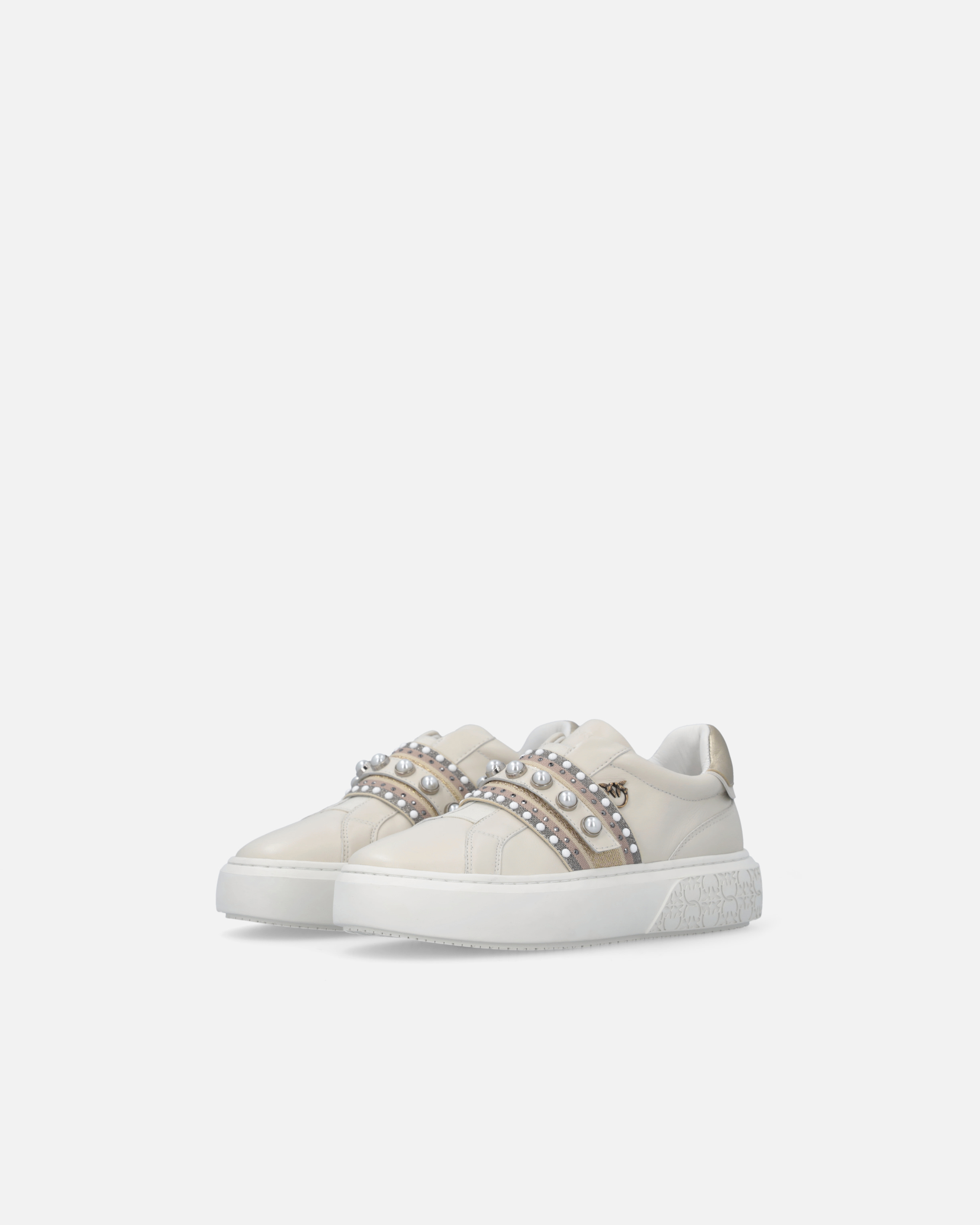 Pinko Sneakers Slip-on En Cuir Avec Bande Bijou In Animal Print