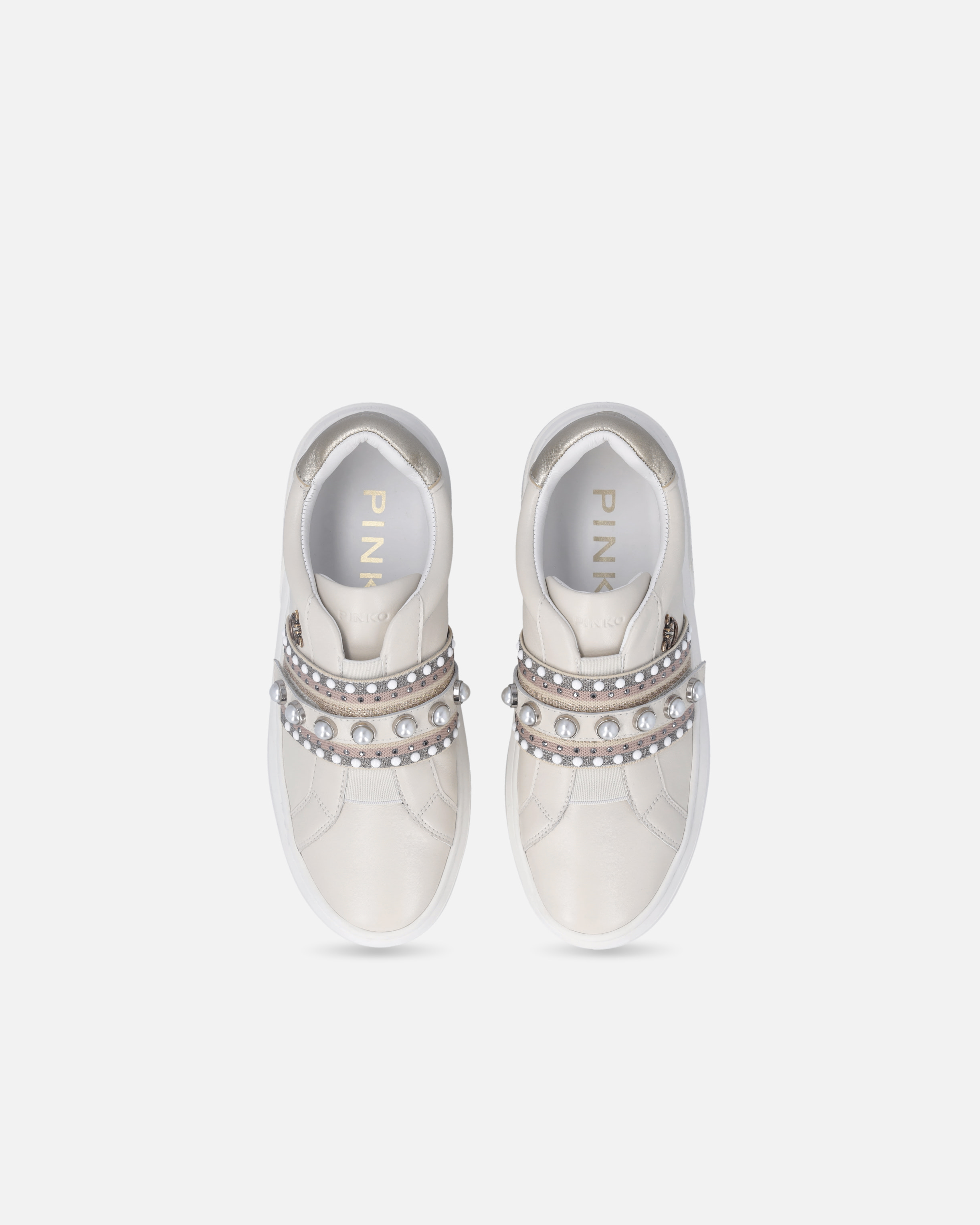 Pinko Sneakers Slip-on En Cuir Avec Bande Bijou In Animal Print