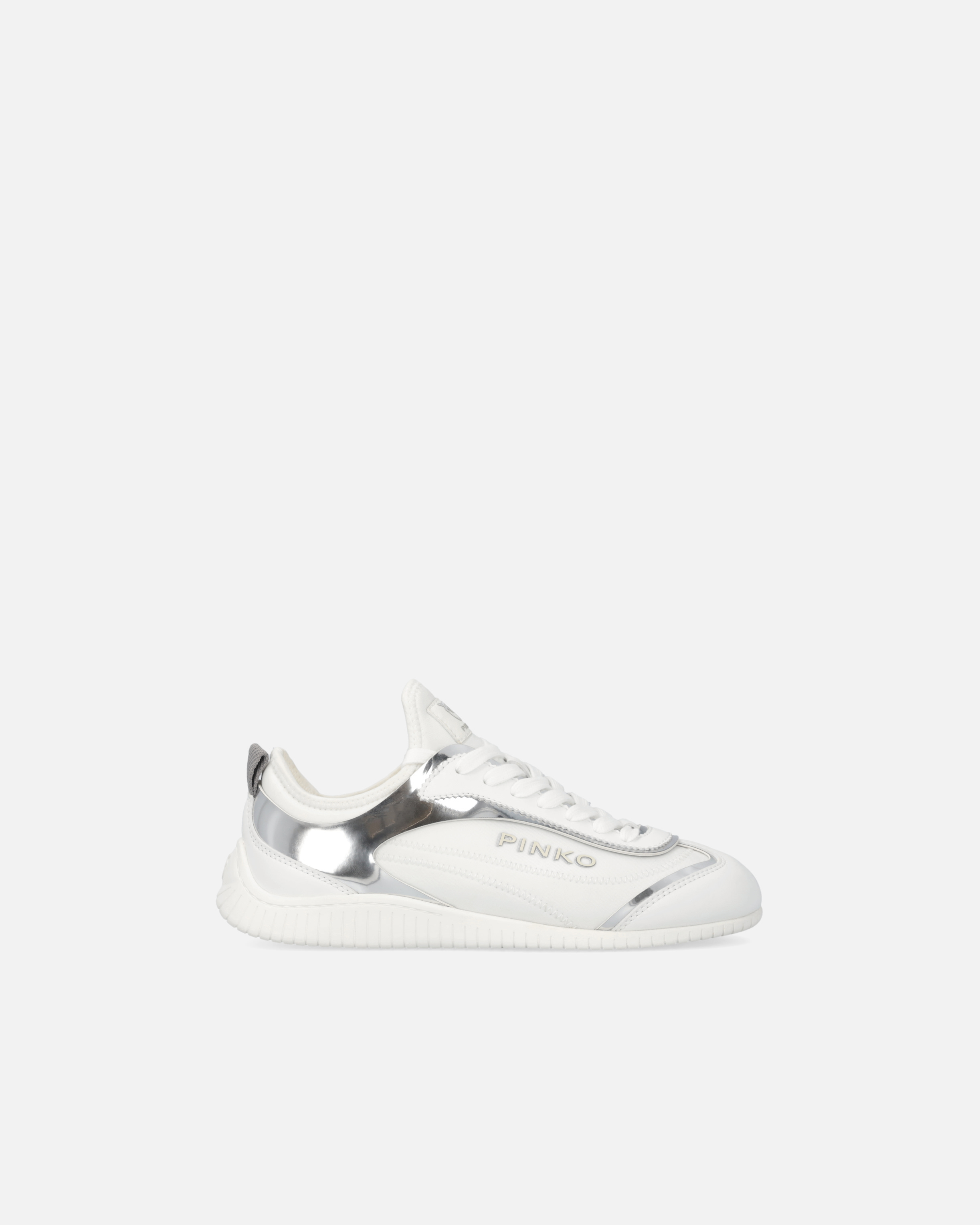 Pinko Sneakers With Mirror-finish Inserts And Love Birds Logo In White