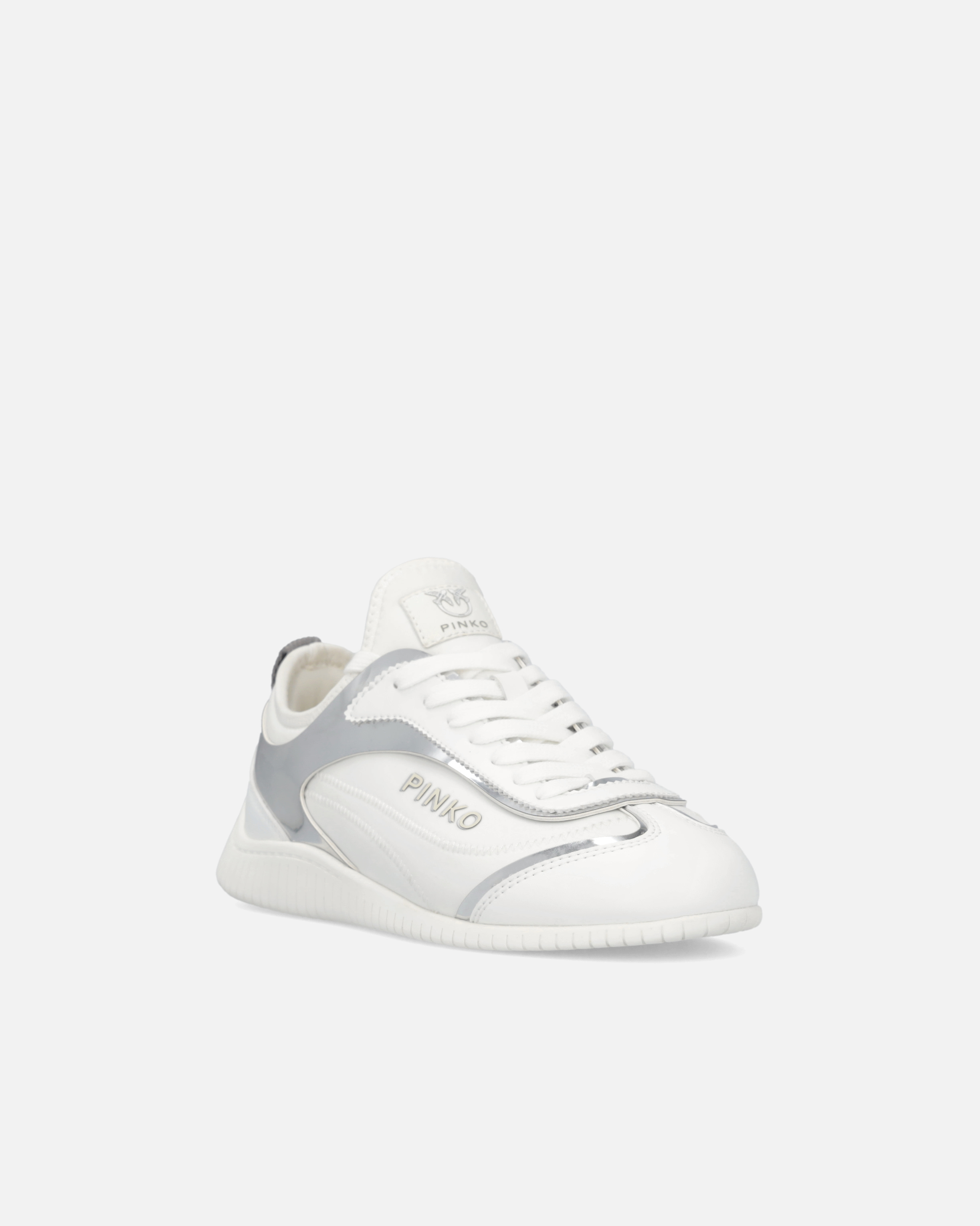 Pinko Sneakers With Mirror-finish Inserts And Love Birds Logo In White