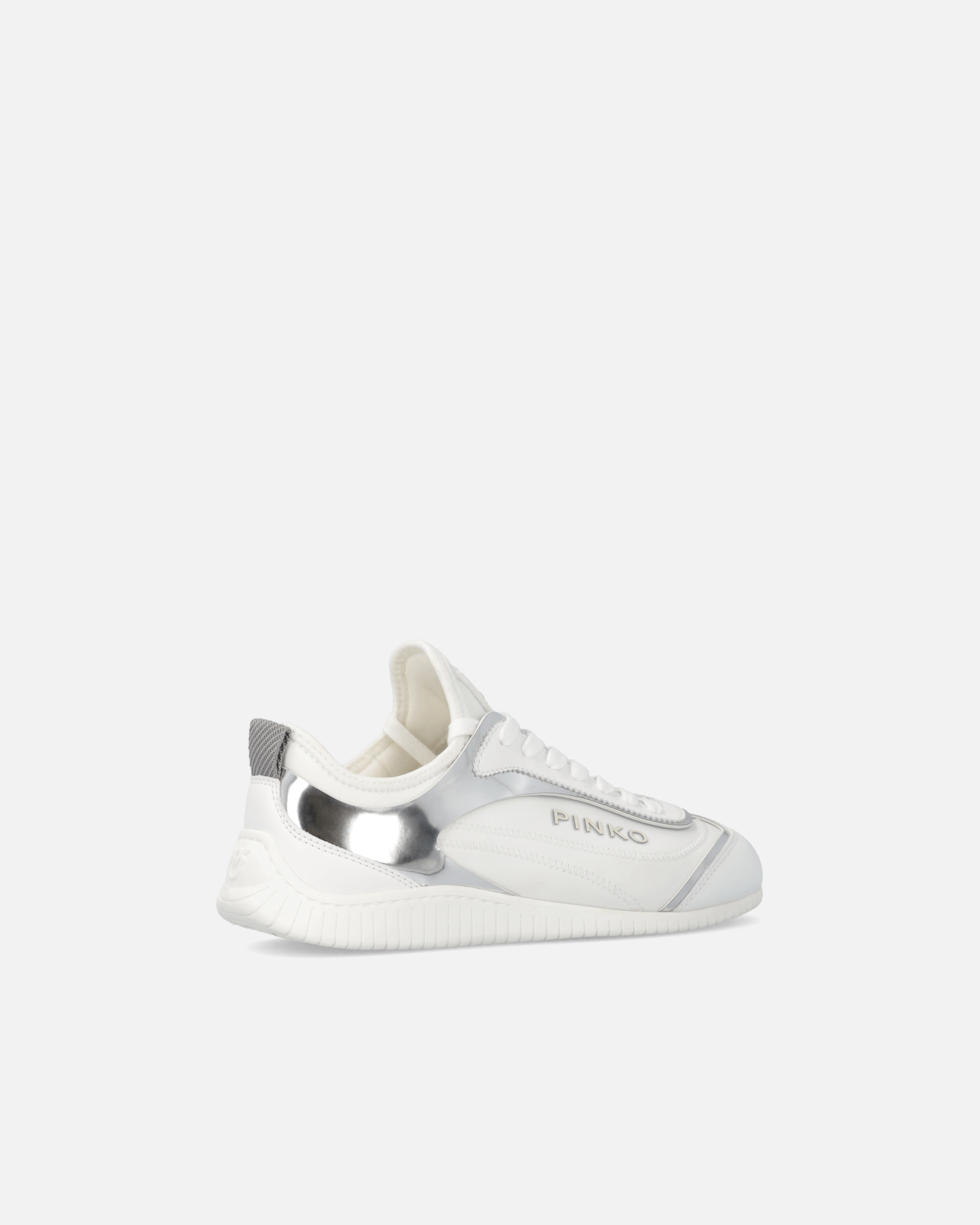 Pinko Sneakers With Mirror-finish Inserts And Love Birds Logo In White