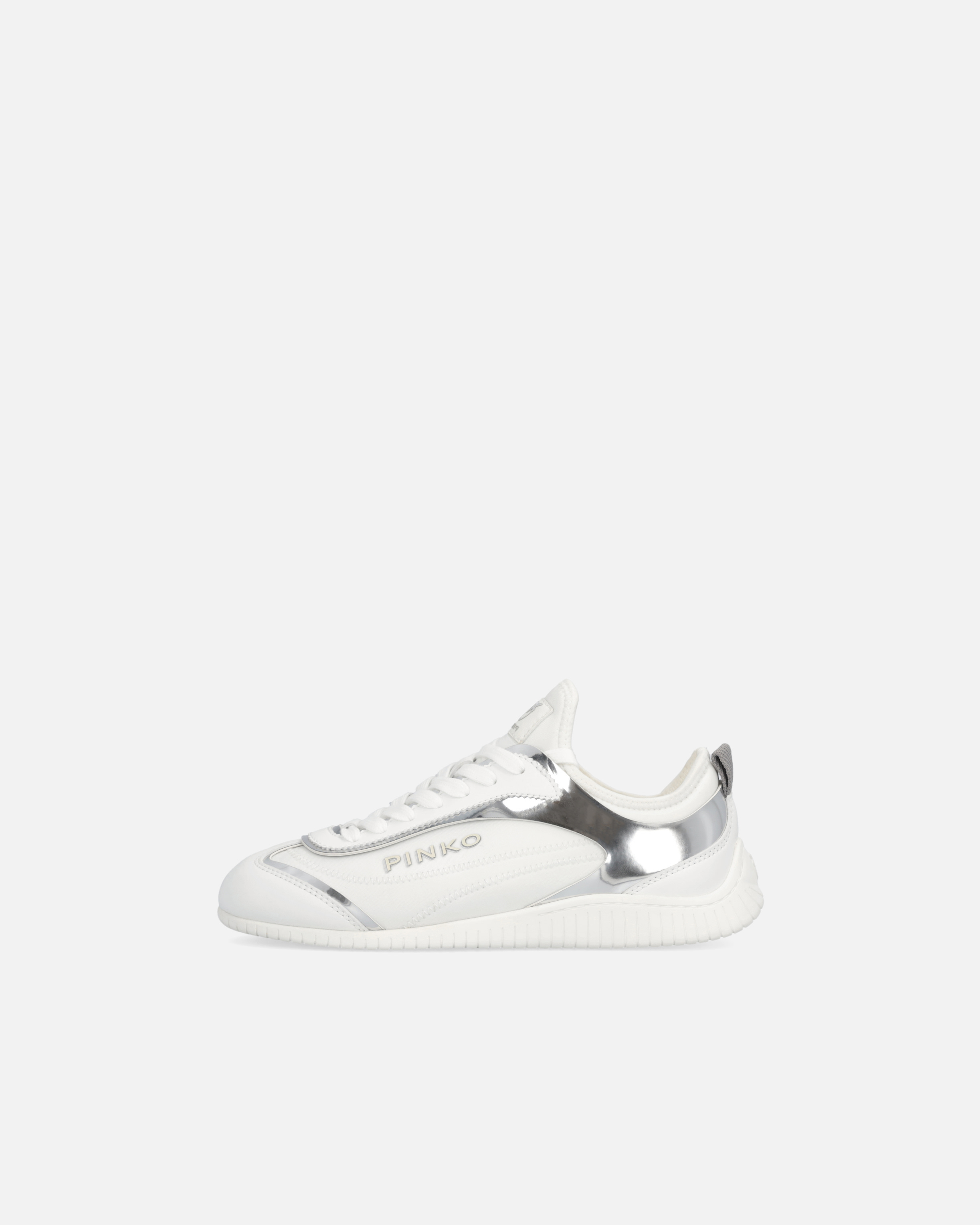 Pinko Sneakers With Mirror-finish Inserts And Love Birds Logo In White