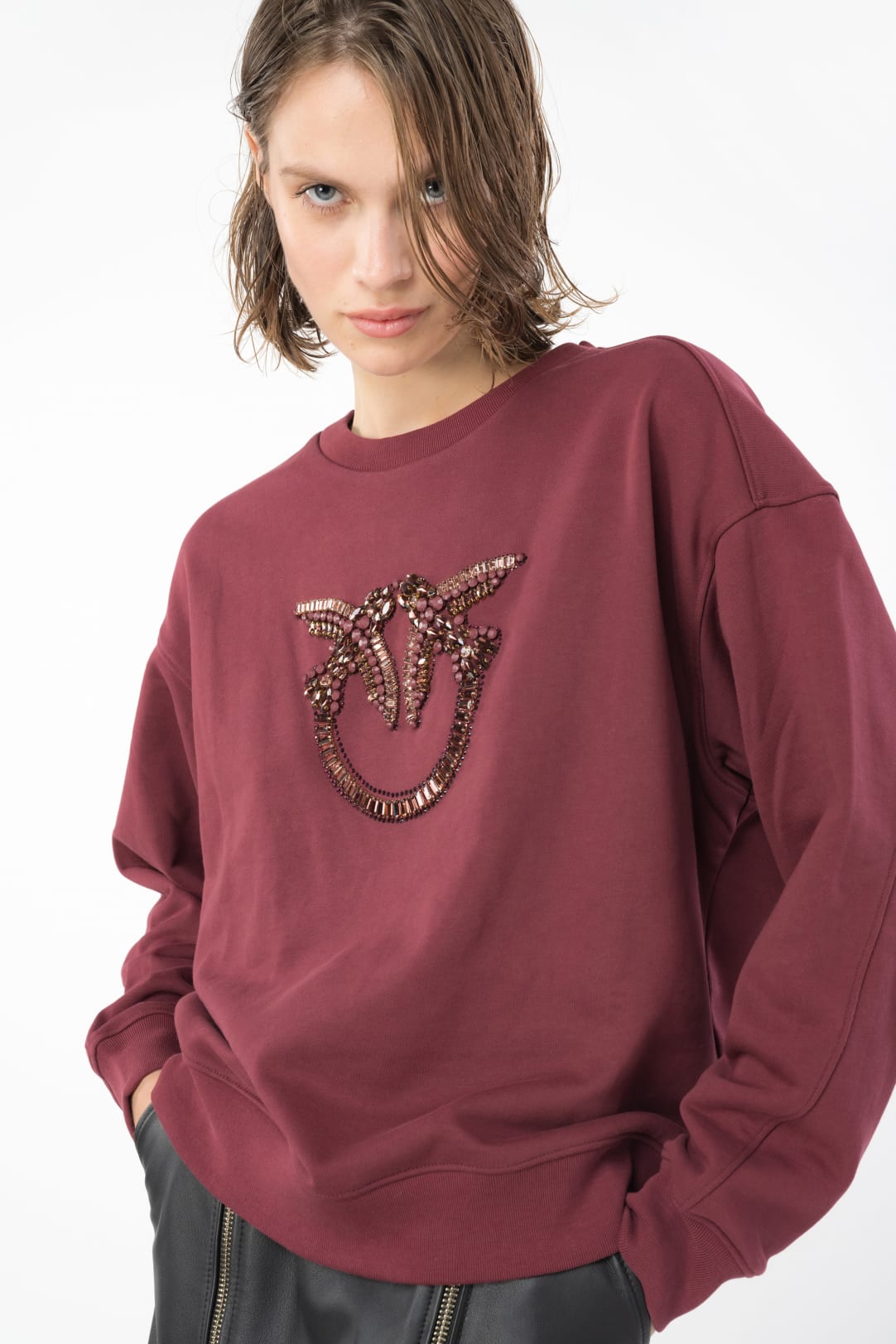 Sweatshirt with Love Birds embroidery PINKO Shop Online