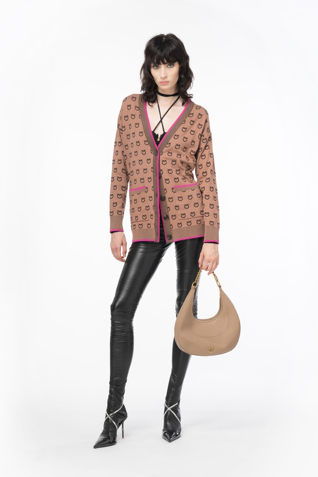 Logo jacquard cardigan PINKO → Shop Online