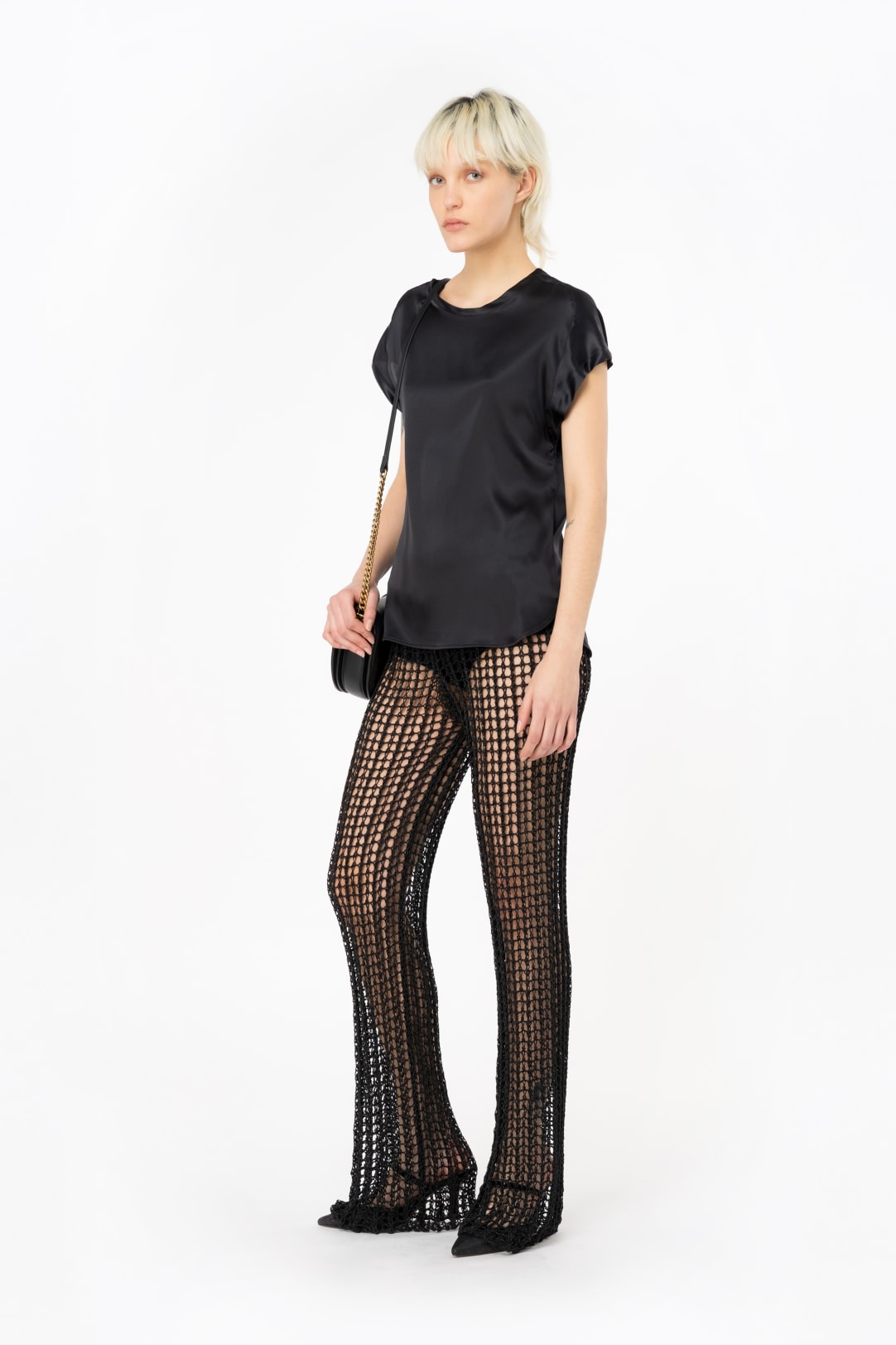 Glossy thread mesh trousers PINKO Shop Online