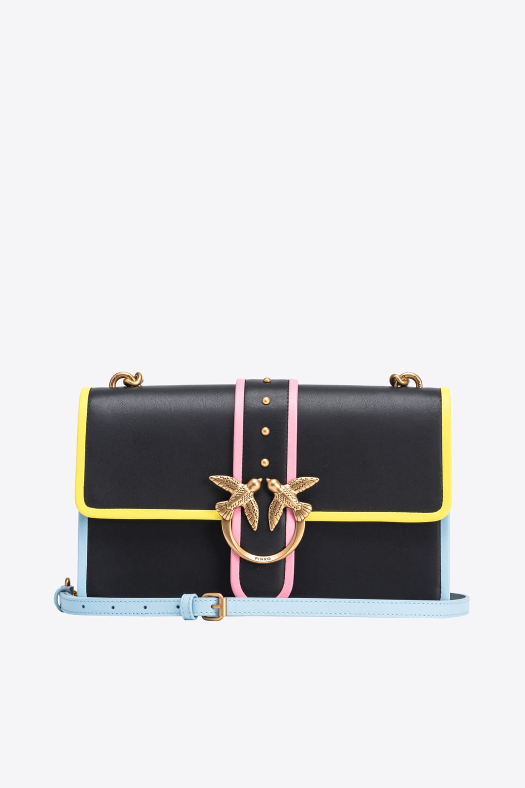 Classic Love Bag One in leather with multicoloured edging PINKO 