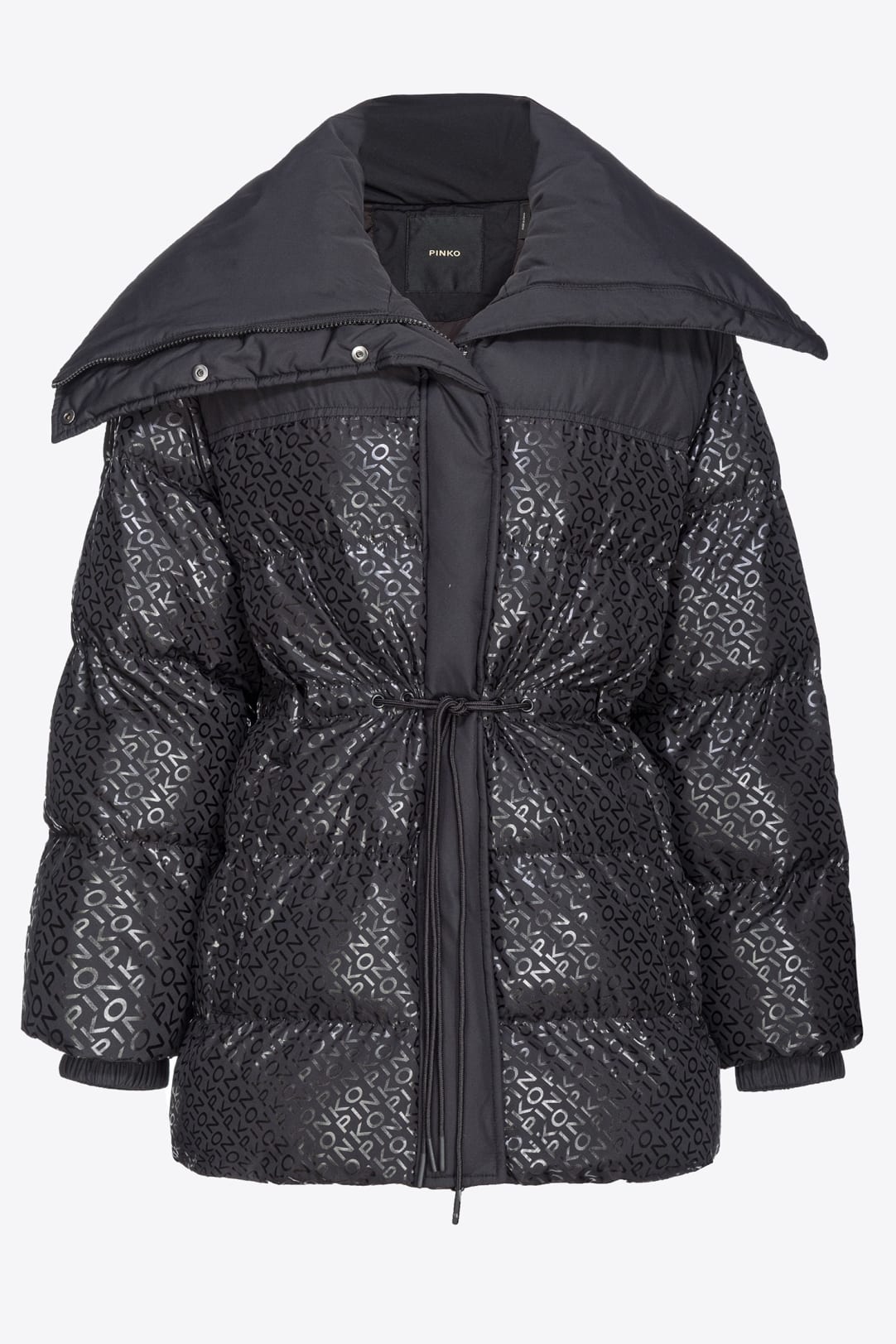 Down jacket with glossy logo print PINKO Shop Online