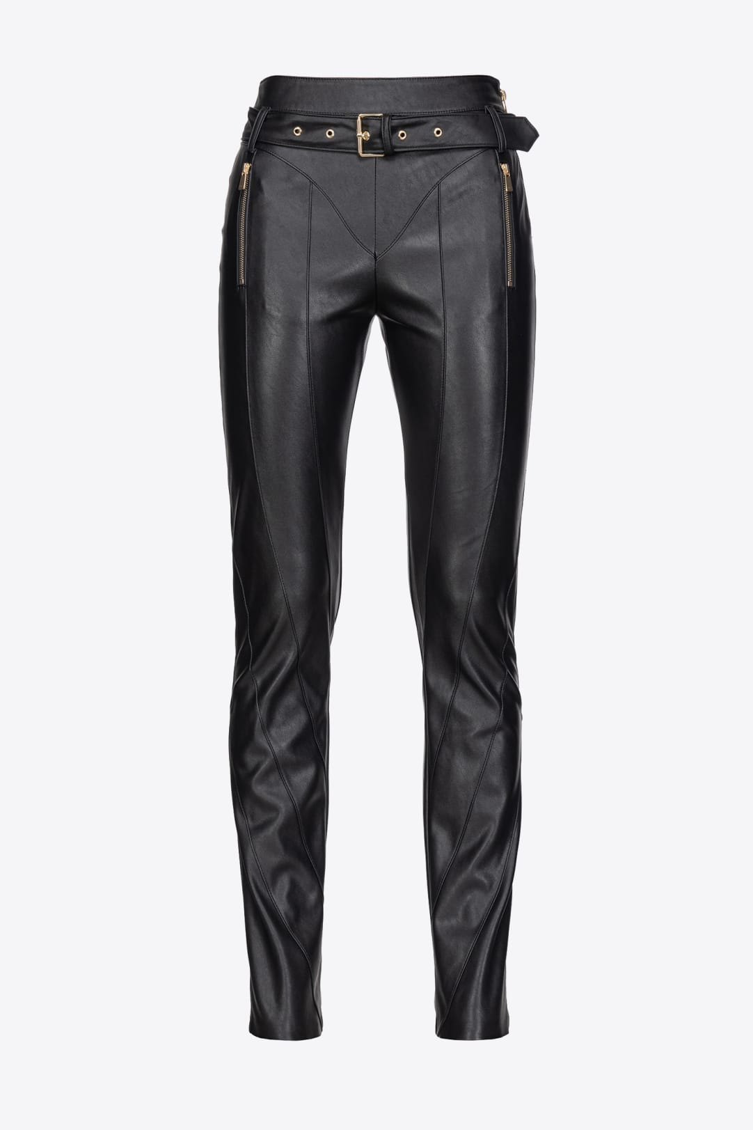 City-style 7/8-length faux leather trousers in Black