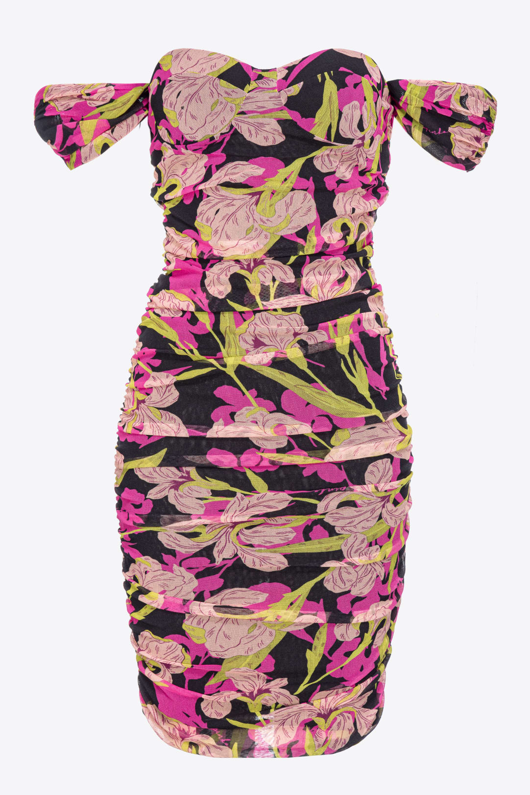 Mesh mini dress with iris print PINKO Shop Online