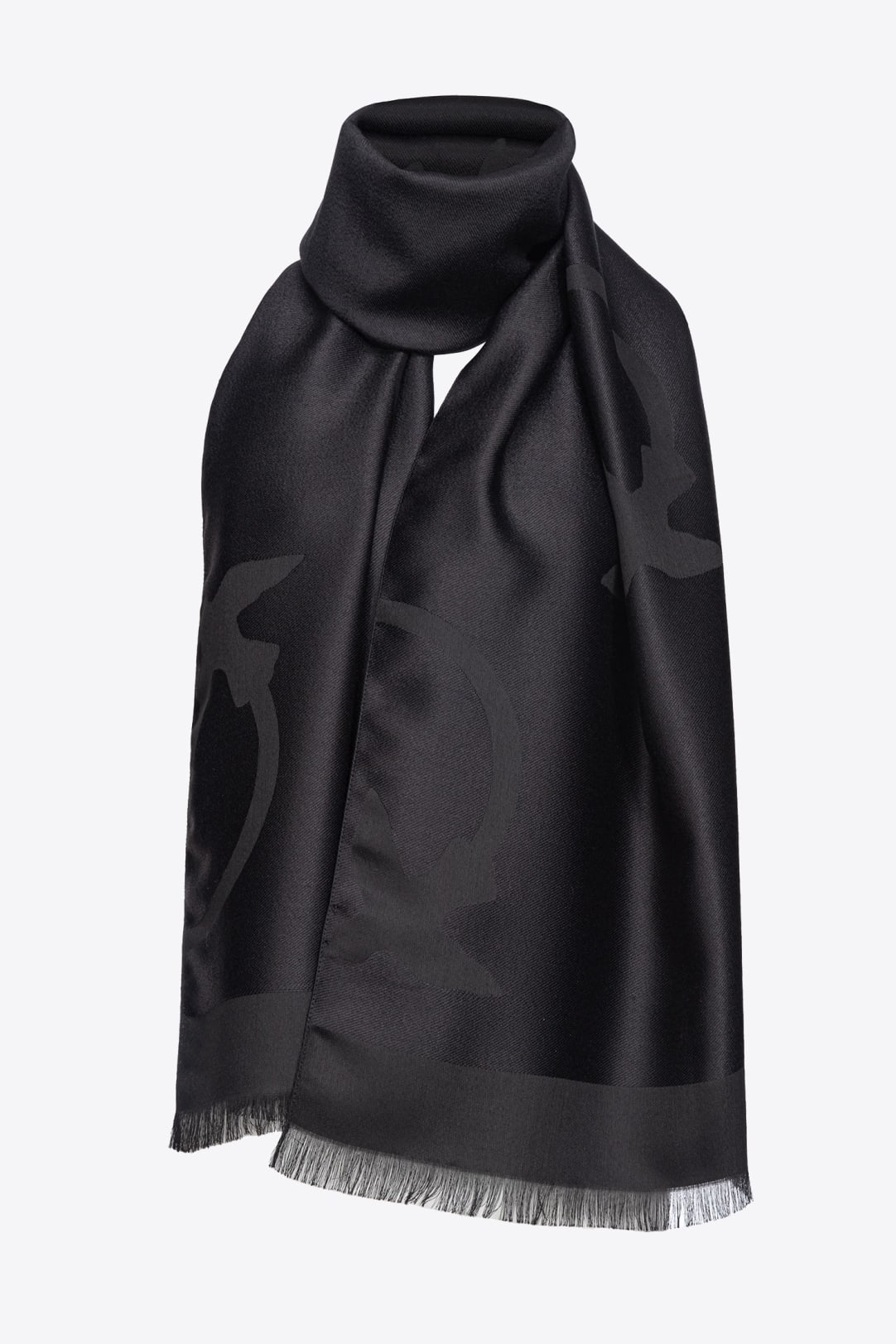 Monogram wool cashmere scarf dark grey