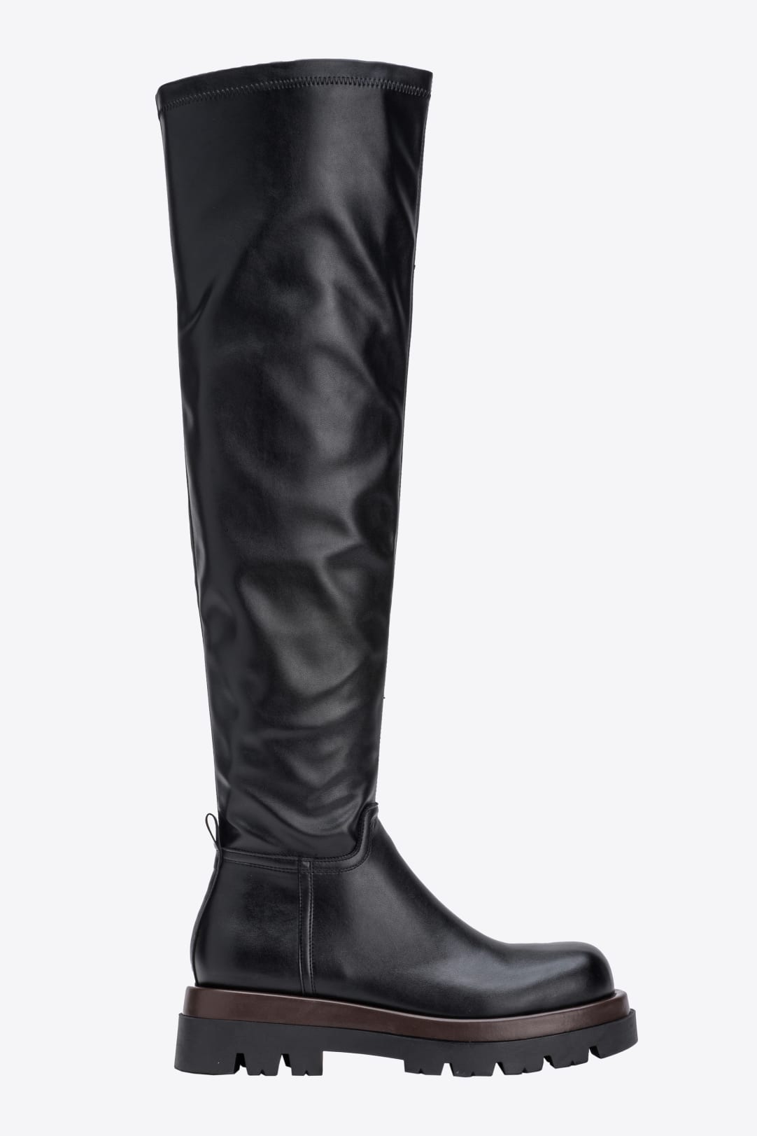 Nappa effect thigh high combat boots PINKO Shop Online