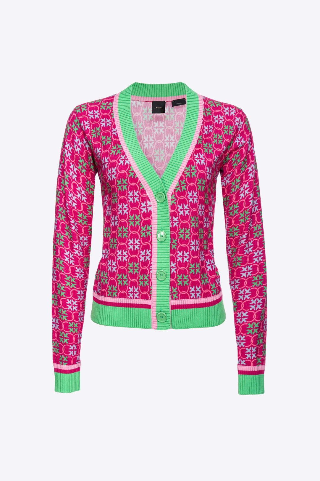 Varsity cardigan with multicolour Monogram PINKO Shop Online