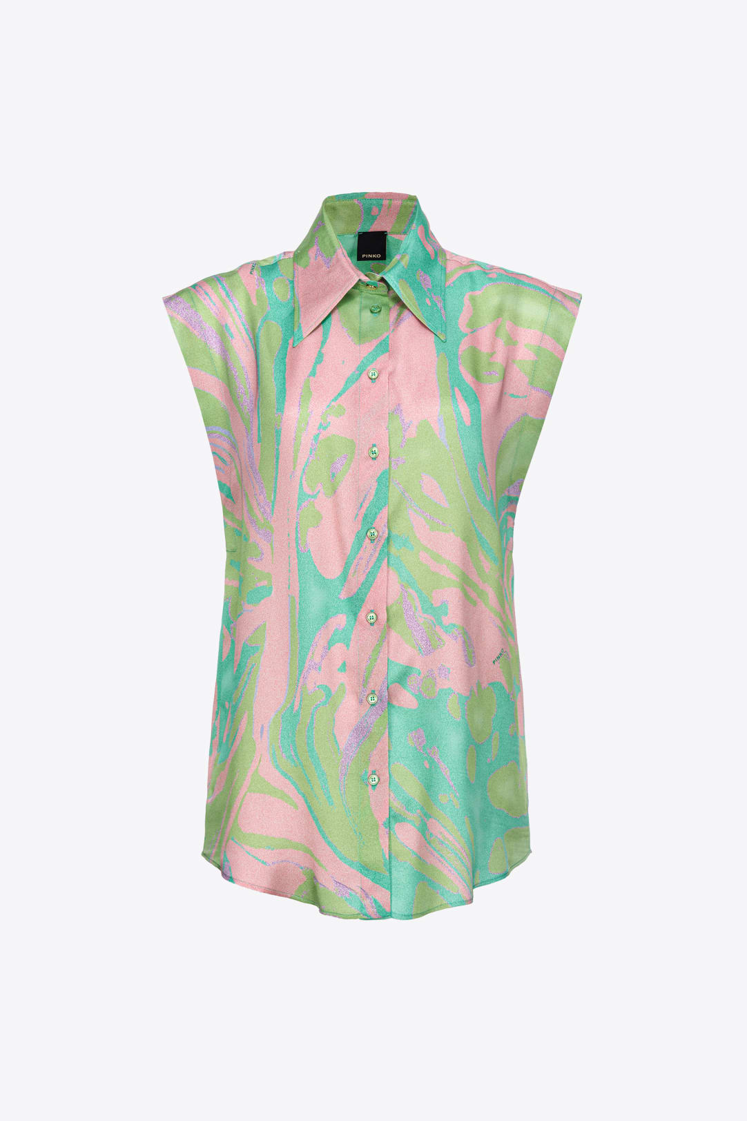 Splash print satin shirt with cap sleeves PINKO Shop Online