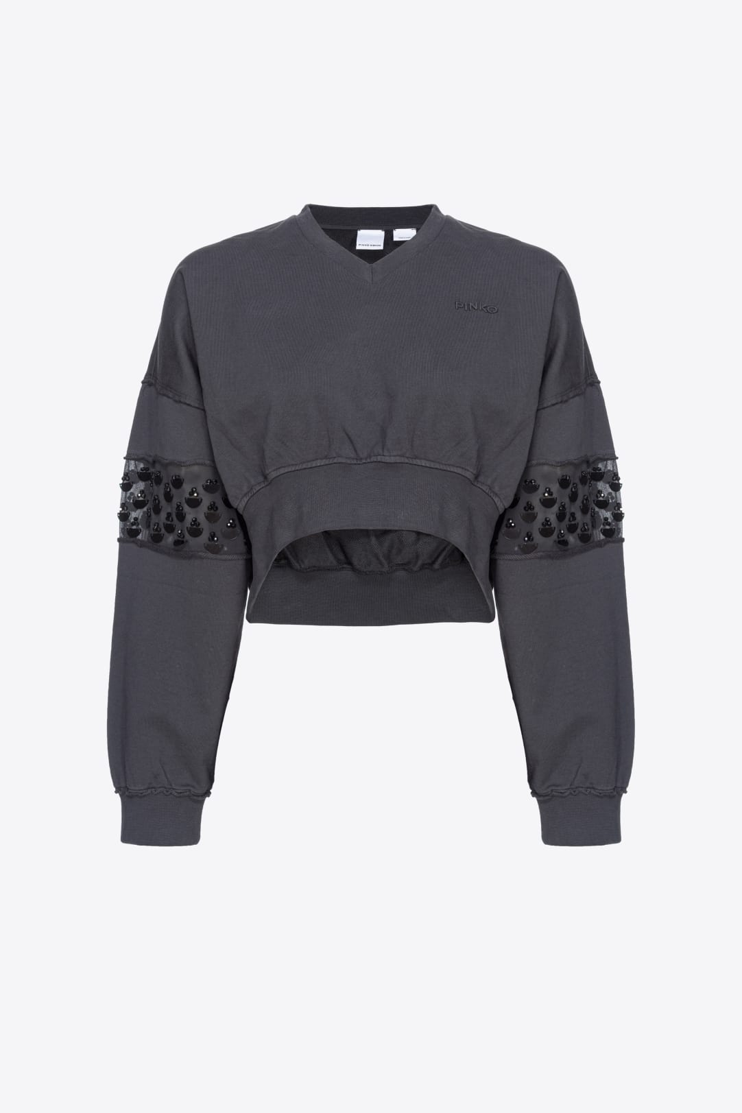 Short sweatshirt with hand embroidered detail PINKO Shop Online