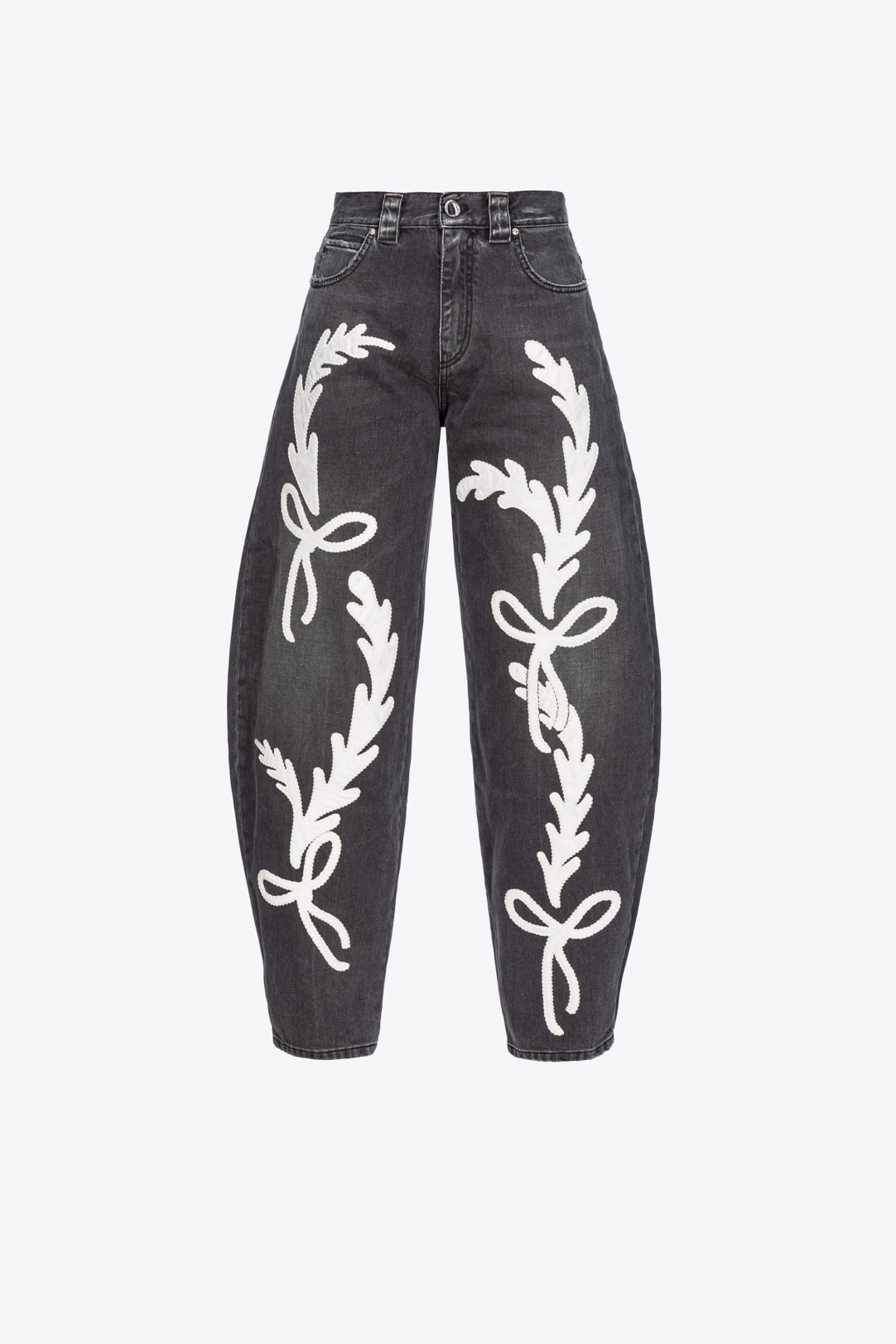 Black jeans with embroidery sales