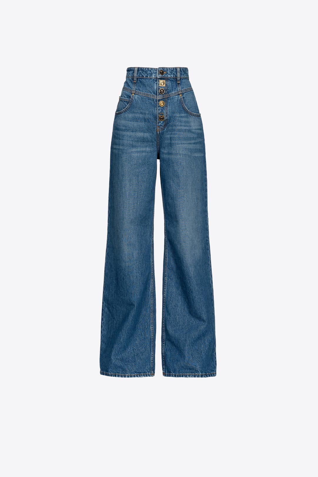 Jeans wide leg con bottoni gioiello Pinko → Acquista Online