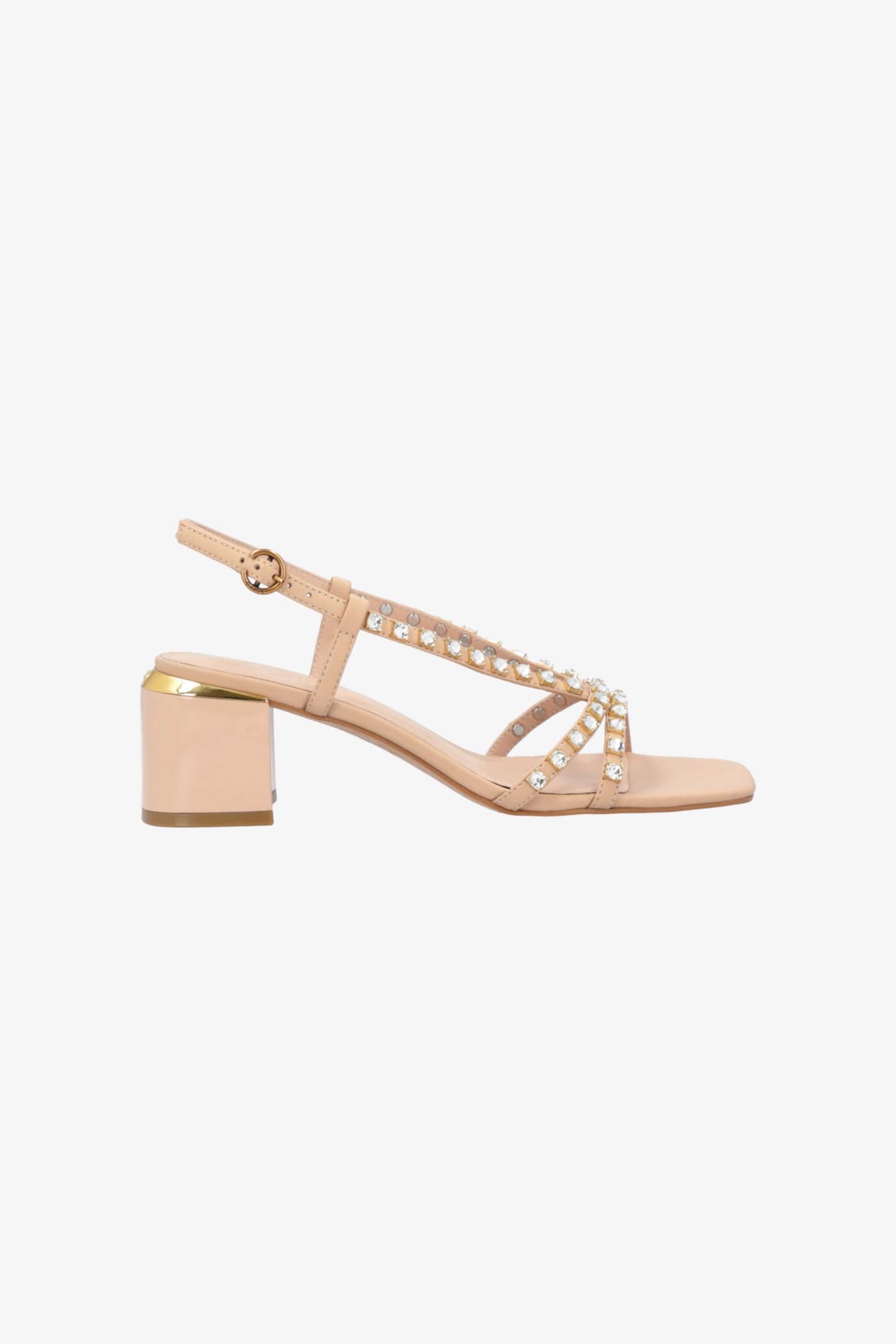 Sandalo con tacco dorato shop