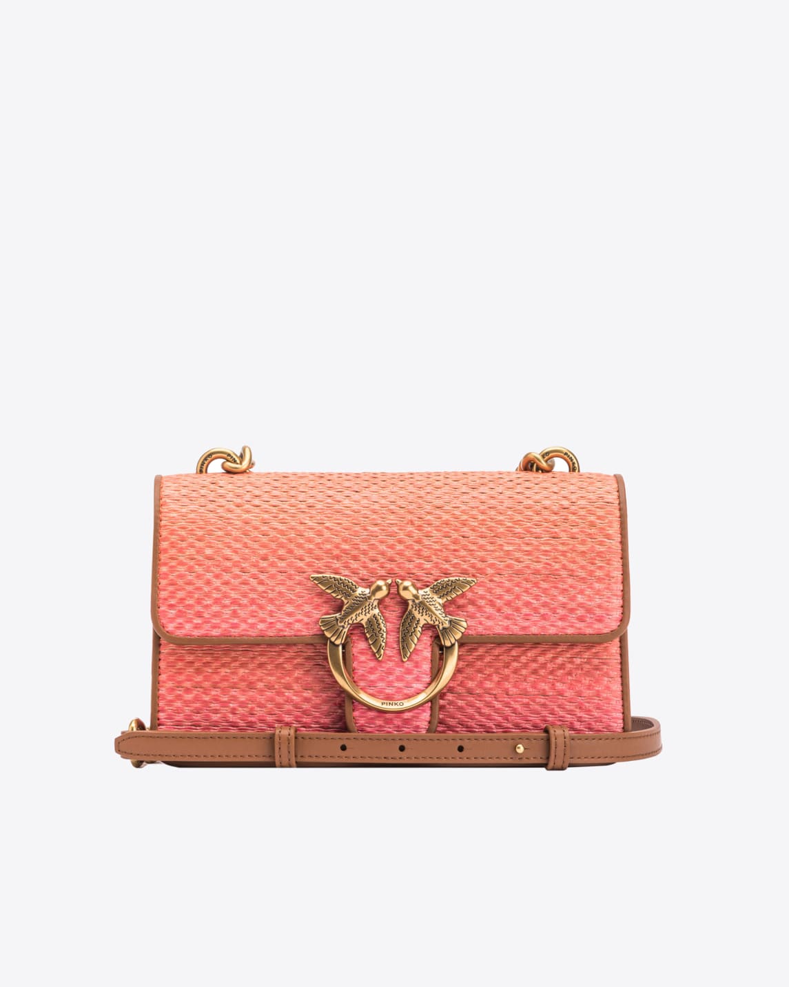 Mini Love Bag Light in raffia and leather PINKO Shop Online