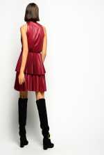 red leather look dress