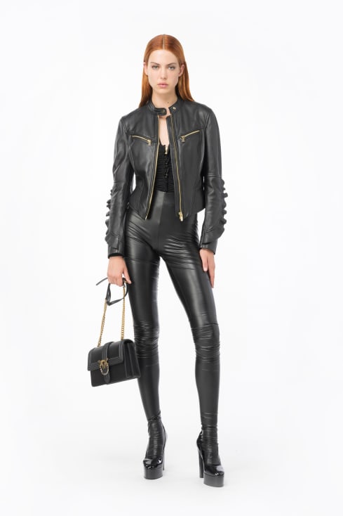 Giacca di pelle pinko new arrivals