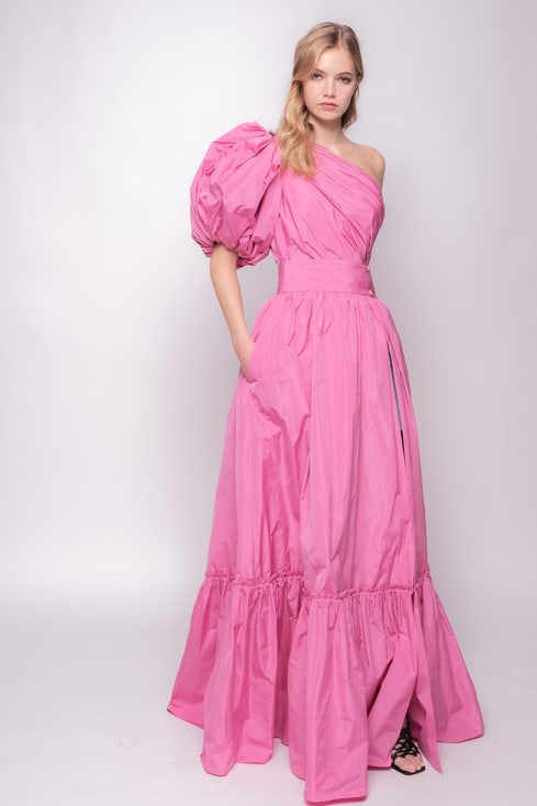 pink long frocks