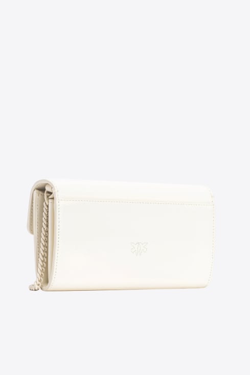 Cartera cuadrada de piel con cremallera circundante Blanco+Blanco-Oro  Antiguo