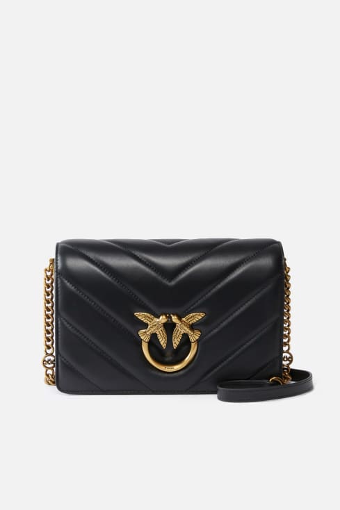 Pinko Black Love Mini Monogram Shoulder Bag at FORZIERI