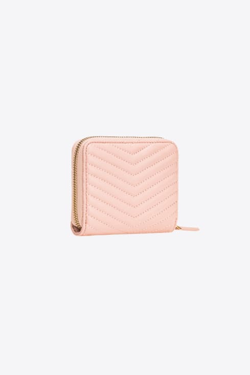 Cartera de piel con cremallera circundante Rosa/Polvo Rosa-Oro Antiguo |  Carteras PINKO Mujer