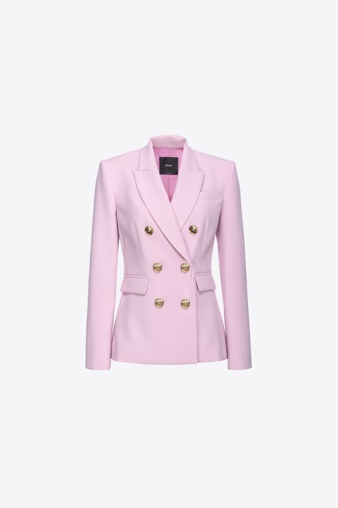 Women Flare Pants Suit Hot Pink Light Beige Blazer + Flare Trousers Suit