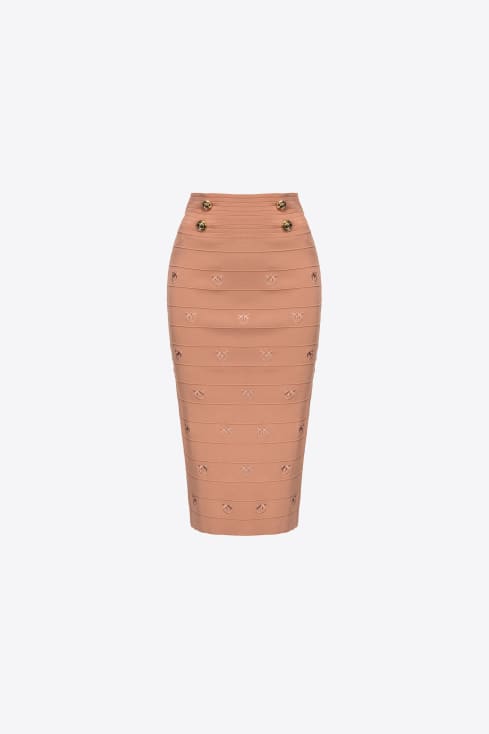 TOʻRLI MIDI YUBKA - Beige-pink