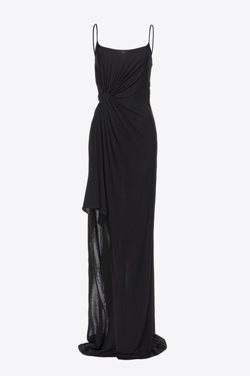 Vestido largo de punto acanalado Negro Limusina | Vestidos PINKO Mujer