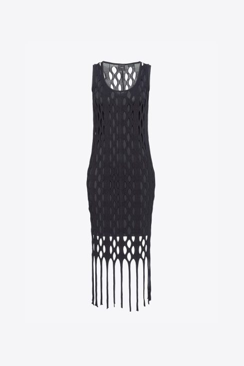 PINKO fringe-detail cotton midi dress - Black