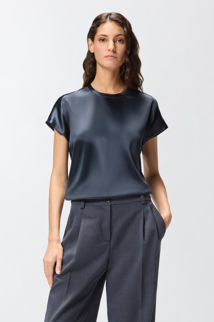 Blouse À Manches Courtes En Satin