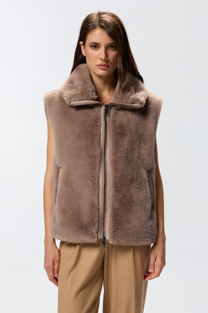 Gilet Effetto Pelliccia Con Zip
