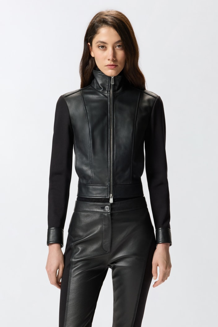 Cazadora Motera Dos Materiales