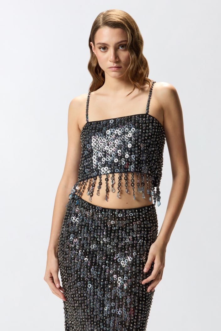 Top Con Lentejuelas Y Cristales