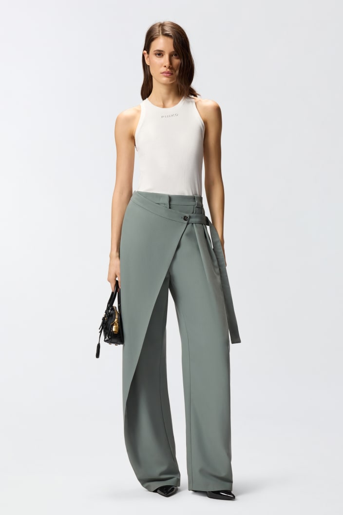 Pantalones De Pernera Ancha Con Diseño Cruzado