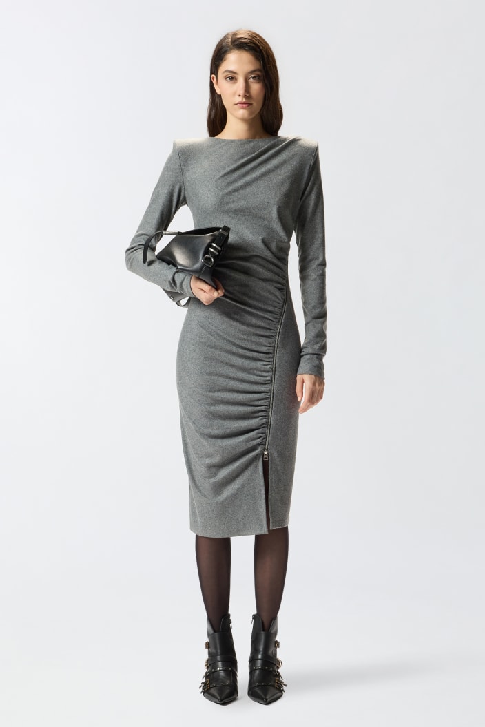 垂褶紧身迷笛连衣裙