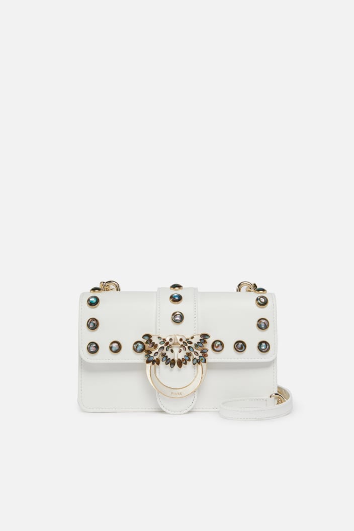 Bolso Bandolera Love Bag Con Tachuelas De Nácar Pinko Galleria