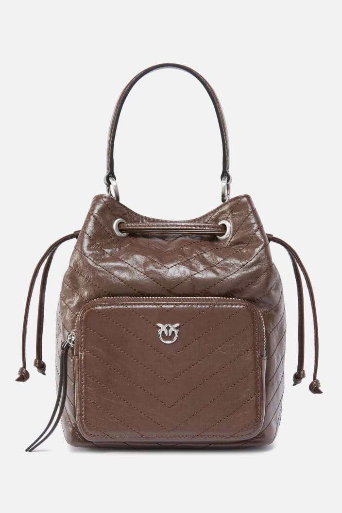 Borsa A Mano Piccola Cargo Bucket Bag In Pelle Con Tasca