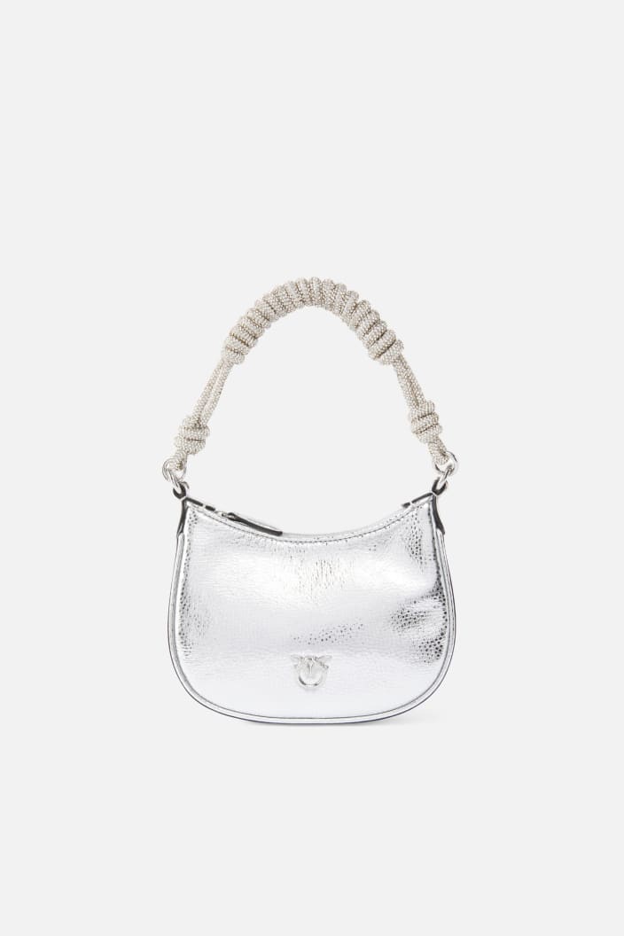 Borsa A Mano Baby Half Moon In Pelle Laminata Con Strass