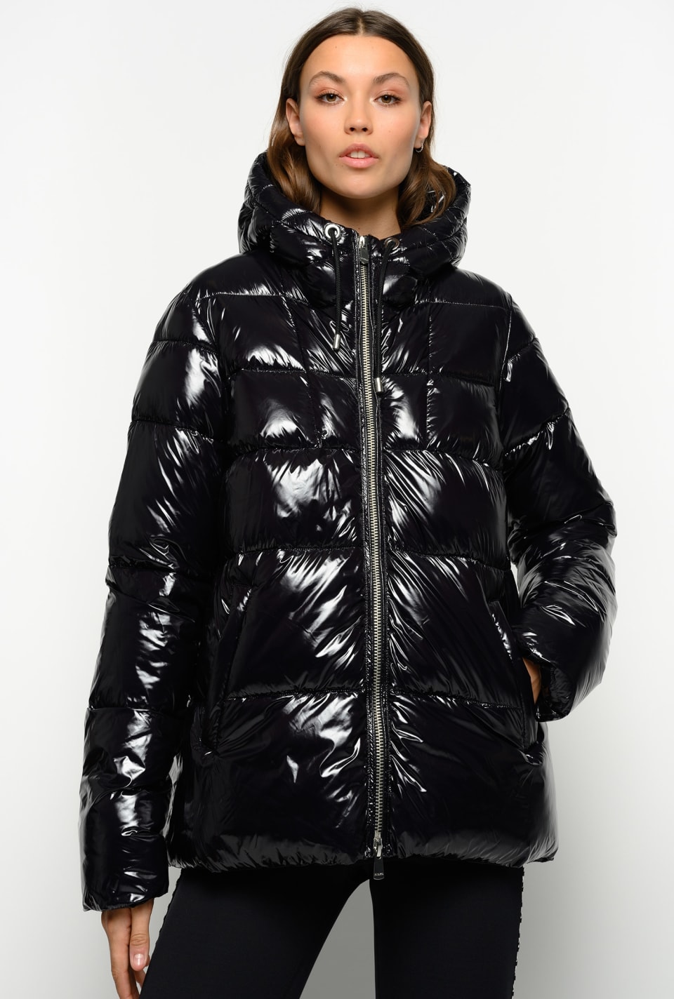 doudoune femme vernis noir